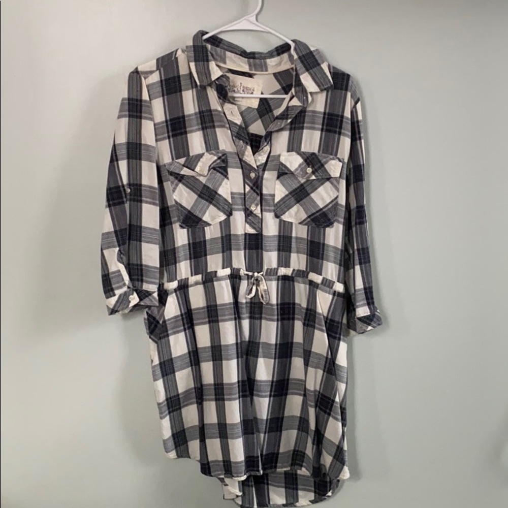 Blue & White Flannel Tunic